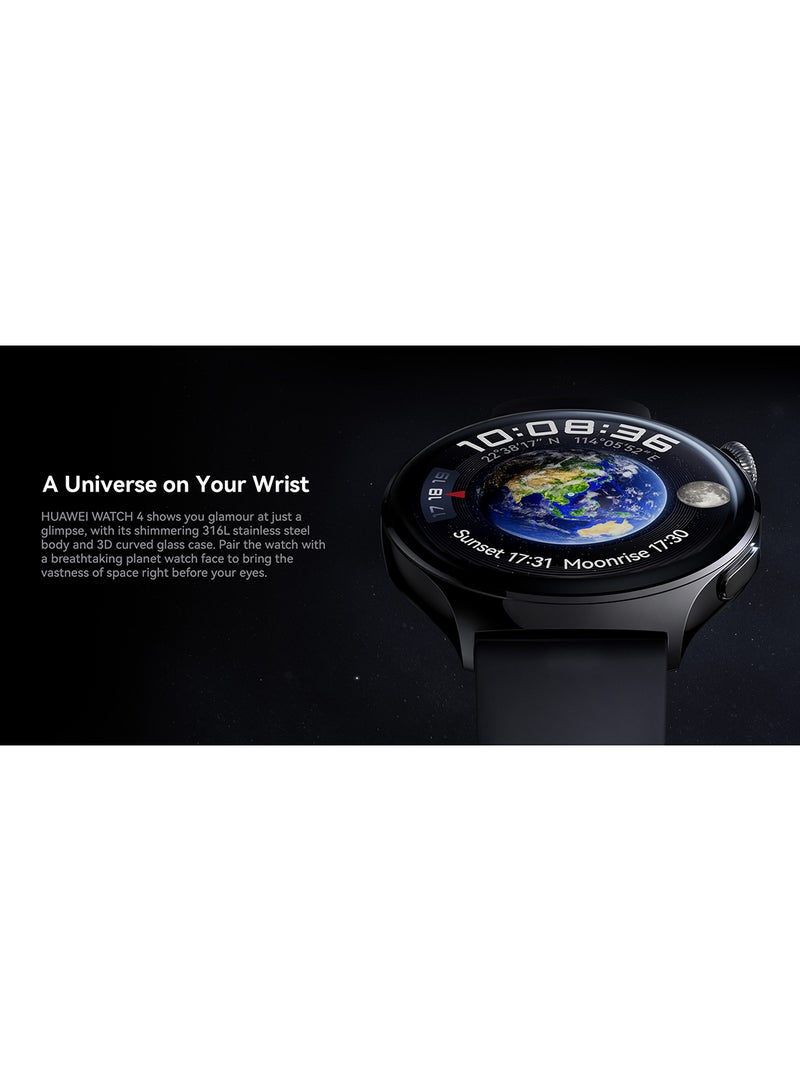 HUAWEI - WATCH 4 Smartwatch, 3D Curved Glass, Health At A Glance, eSIM Cellular Calling, Fresh-New Activity Rings, 14-Day Battery Life, ECG Analysis, Compatible With Andriod And Ios Black - Image 1
