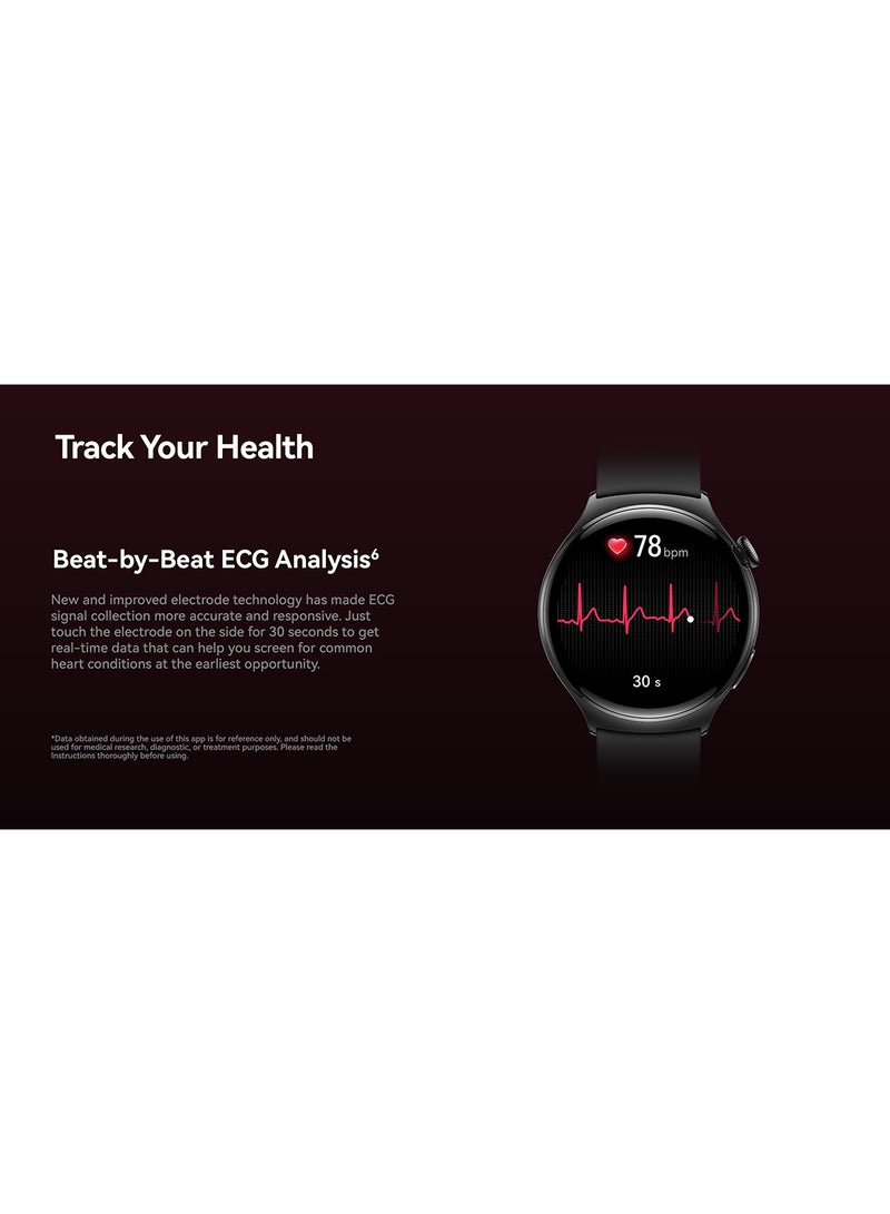 HUAWEI - WATCH 4 Smartwatch, 3D Curved Glass, Health At A Glance, eSIM Cellular Calling, Fresh-New Activity Rings, 14-Day Battery Life, ECG Analysis, Compatible With Andriod And Ios Black - Image 1