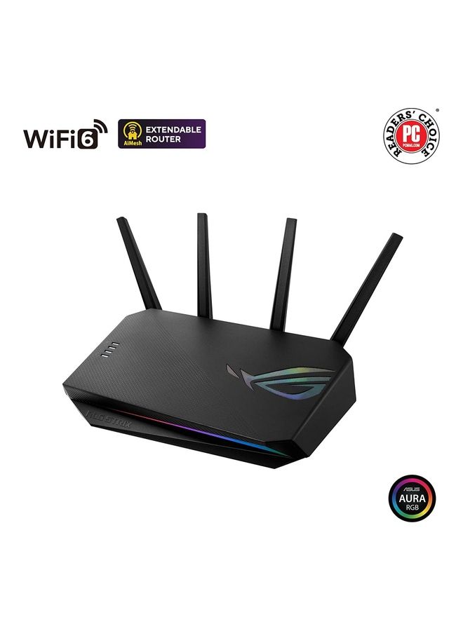 ASUS - Rog Strix GS-AX5400 Dual Band Wi-Fi 6 Gaming Router, 4 LAN Ports, Port Speed 10/100/1000Mbps, Ethernet, Dedicated Gaming Port, VPN Fusion, Lifetime Free Internet Security, Instant Guard, AiMesh, Adaptive QoS, Port Forwarding, Aura RGB 90IG06L0-MU9R10 Black - Image 1