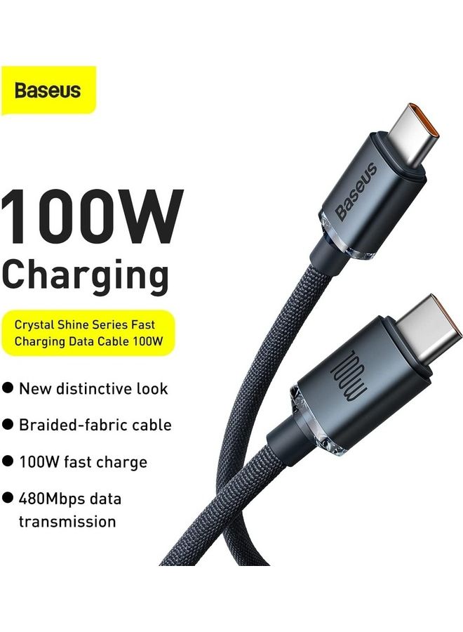 Baseus Crystal Shine Series Fast Charging Data Cable Type-C to Type-C 100W 2m Black - Image 2