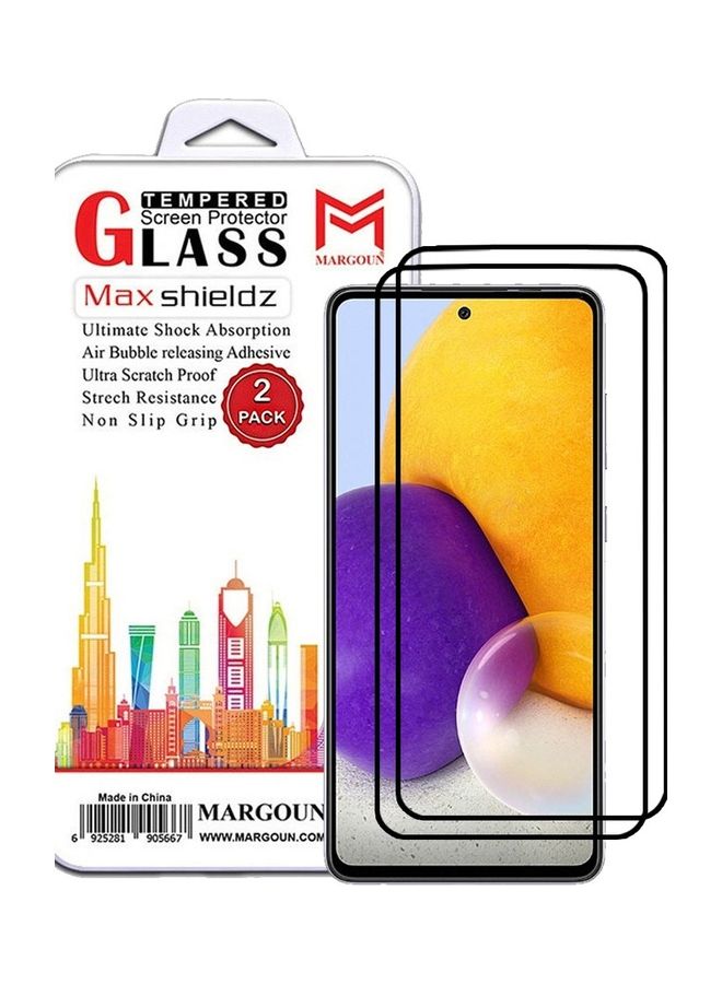 MARGOUN 2 Pack For Samsung Galaxy A72 Screen Protector Tempered Glass Full Glue Back Clear - Image 1