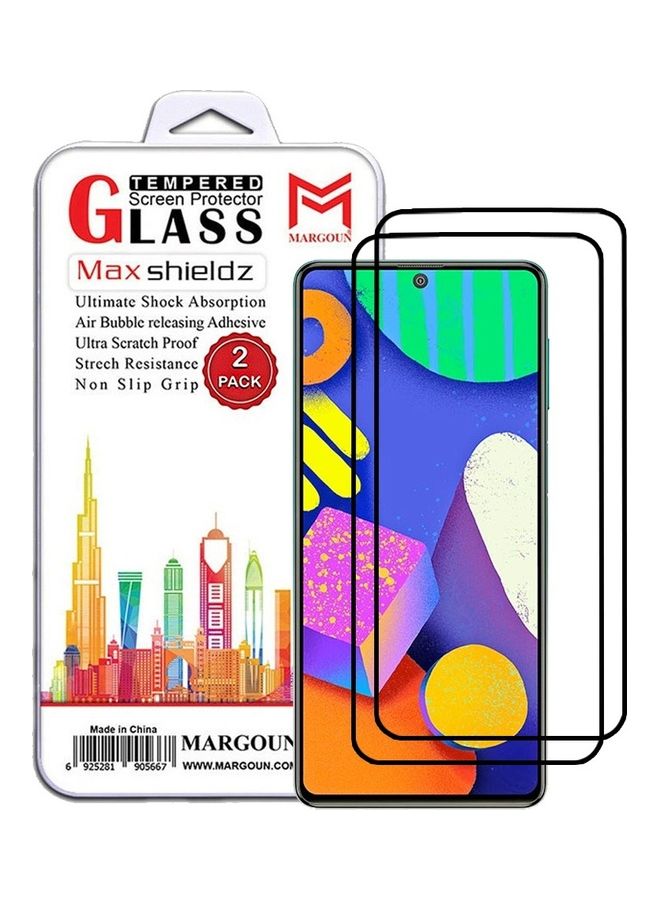 MARGOUN 2 Pack For Samsung Galaxy F62 Screen Protector Tempered Glass Full Glue Back Clear - Image 1