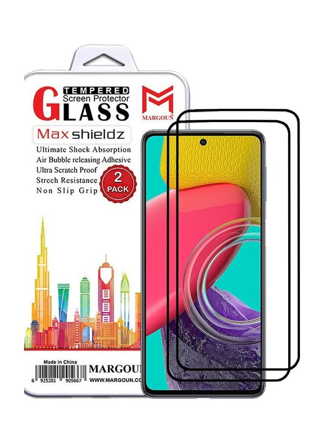 MARGOUN 2 Pack For Samsung Galaxy M53 Screen Protector Tempered Glass Full Glue Back Clear - Image 1