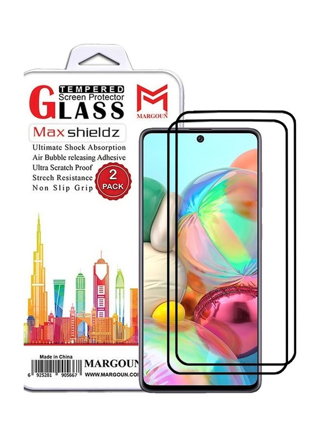 MARGOUN 2 Pack For Samsung Galaxy A71 Screen Protector Tempered Glass Full Glue Back Clear - Image 1