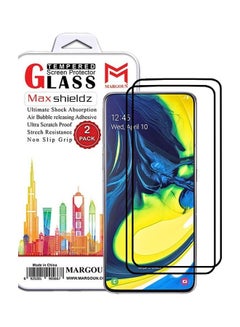2 Pack For Samsung Galaxy A80 Screen Protector Tempered Glass Full Glue Back Clear