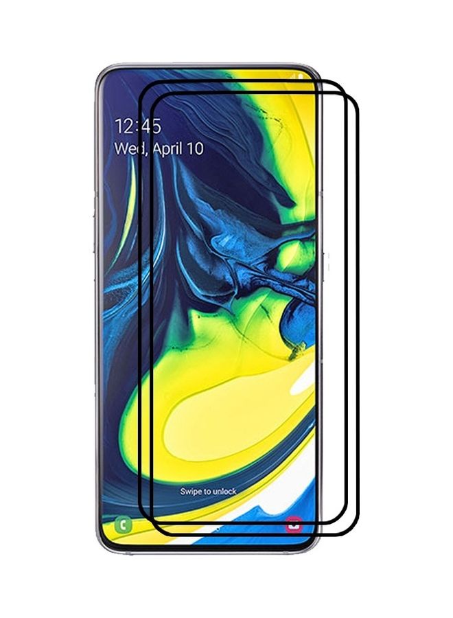 MARGOUN - 2 Pack For Samsung Galaxy A80 Screen Protector Tempered Glass Full Glue Back Clear - Image 1