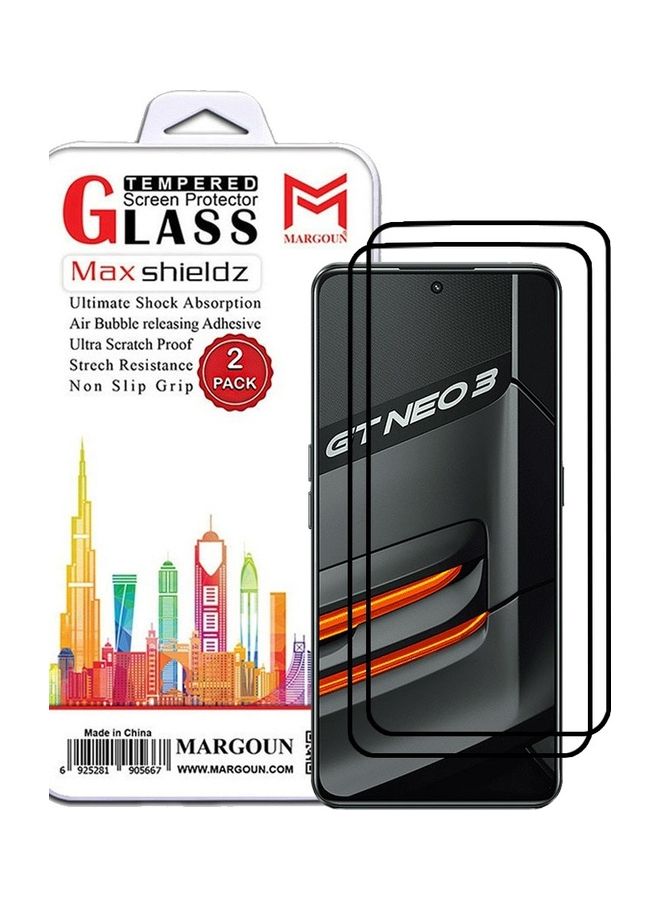MARGOUN 2 Pack For Realme GT Neo 3 Screen Protector Tempered Glass Full Glue Back Clear - Image 1