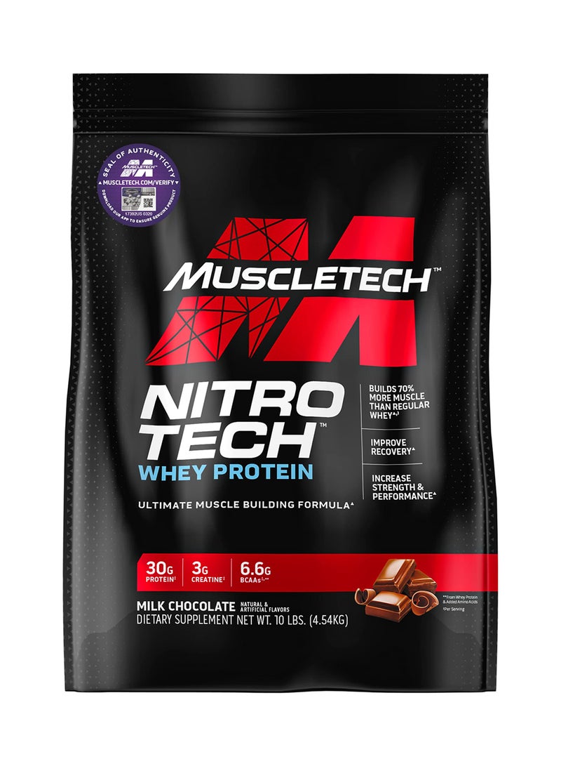 MuscleTech - Nitro Tech Whey Peptides Protein - Milk Chocolate 4.54 Kg - Image 1