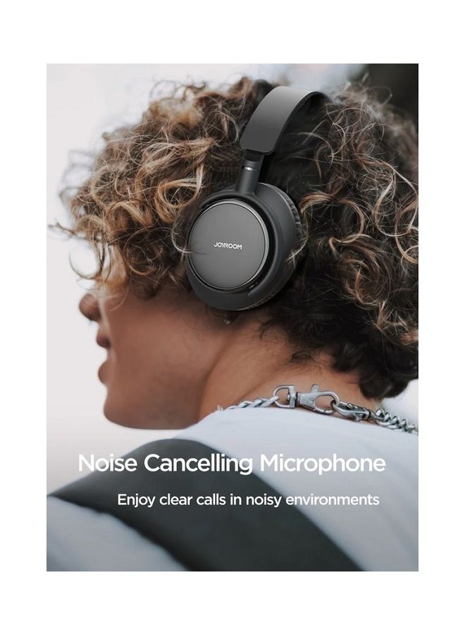 JOYROOM - Wireless On Ear Headphones, Pure Bass Sound, Speed Charge, Fast USB Type-C, Multi-Point Connection, Voice Assistant With Noise Cancelling Microphone Black - Image 1