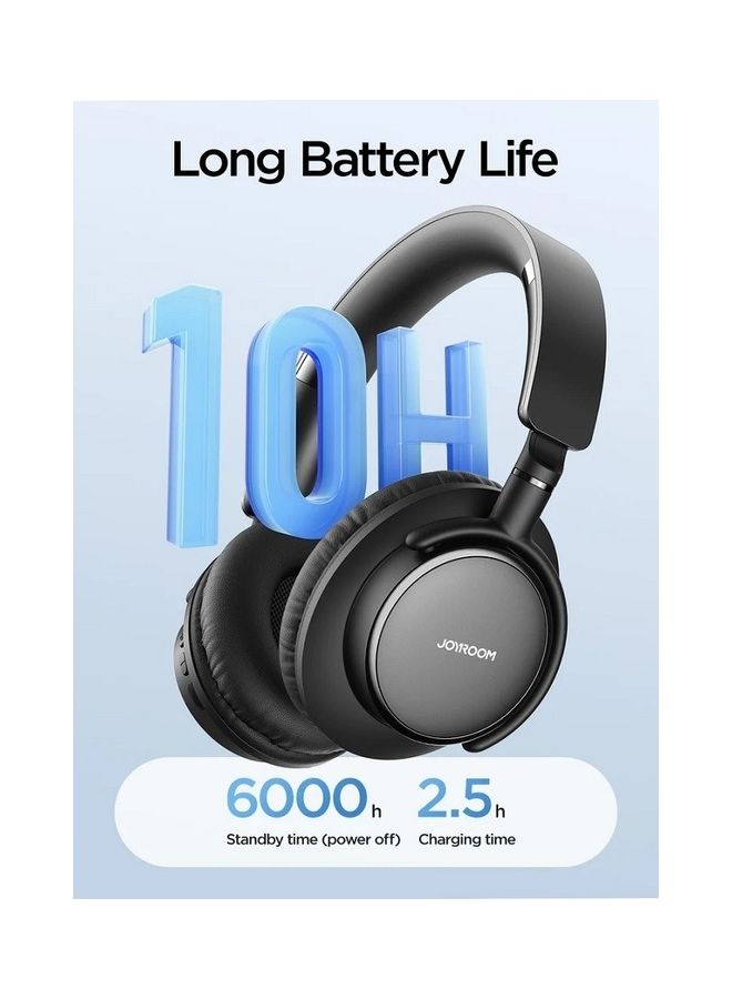 JOYROOM - Wireless On Ear Headphones, Pure Bass Sound, Speed Charge, Fast USB Type-C, Multi-Point Connection, Voice Assistant With Noise Cancelling Microphone Black - Image 1