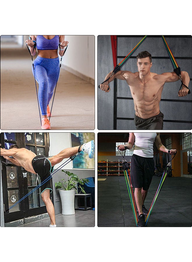 TOMSHOO 13 Pieces Resistance Bands Set Elastic Workout Fitness Exercise Tube Bands Door Anchor Ankle Straps Cushioned Handles With Carry Bags For Home Gym Trave  - Image 5