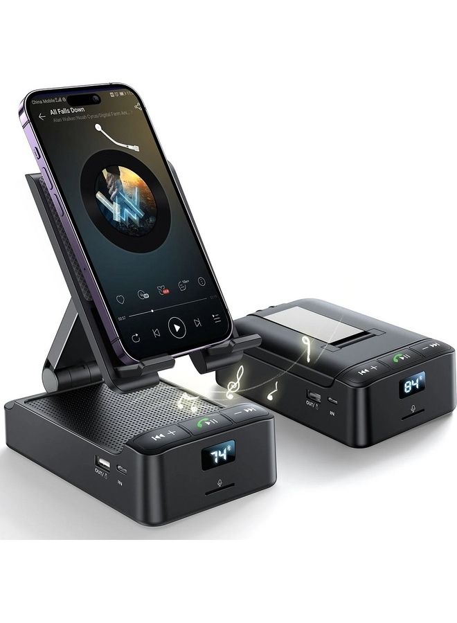 JOYROOM Phone Stand With Wireless Bluetooth Speaker Anti-Slip Base Hd Surround Sound Perfect For Home And Outdoors For Desk Compatible With Iphone/Ipad/Samsung Galaxy Black  - Image 2