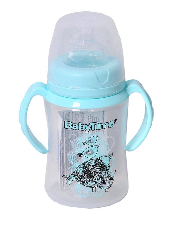 Baby Time Wide Neck Bottle With Handle 250ml Baby Blue bird 