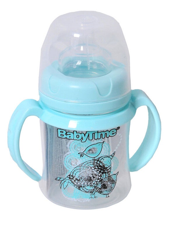 Baby Time Wide Neck Bottle With Handle 150ml Baby Blue Bird 