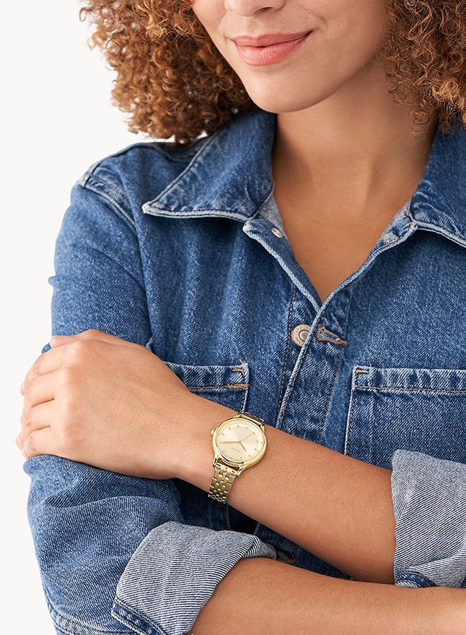 FOSSIL Women's Gold Dial Analog Quartz Watch 34 - BQ3863  - Image 4