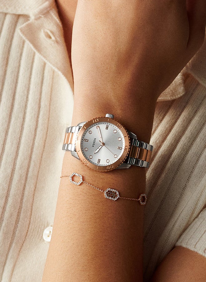 FOSSIL Women's Analog Round Shape Stainless Steel Wrist Watch BQ3887 - 38Mm  - Image 3