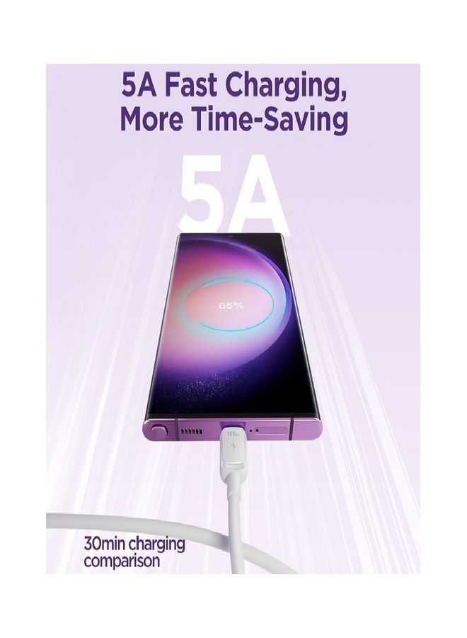 JOYROOM 100W Power Delivery PD Fast Charge Cable USB C To C Compatible For Ipad Mini 6, MacBook Pro 2021 14, 16 Inch, MacBook Air, Ipad Pro 12.9 Inch, Samsung S23+, Huawei P40, 2 Meter White  - Image 2