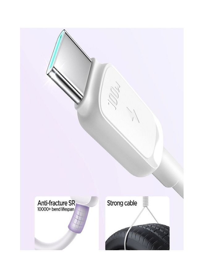 JOYROOM 100W Power Delivery PD Fast Charge Cable USB C To C Compatible For Ipad Mini 6, MacBook Pro 2021 14, 16 Inch, MacBook Air, Ipad Pro 12.9 Inch, Samsung S23+, Huawei P40, 2 Meter White  - Image 4