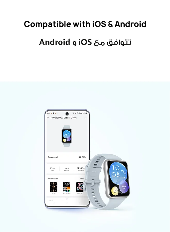 هواوي ساعة WATCH FIT 2 Active Edition الذكية مع شاشة عرض كاملة مقاس 1.74 بوصة وعمر بطارية متين ومراقبة تلقائية لنسبة SpO2 باللون الوردي ساكورا بينك ساكورا