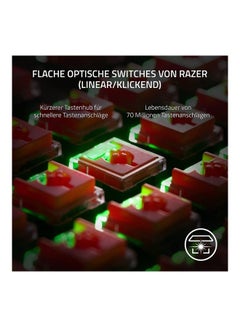 ريزر لوحة مفاتيح الألعاب Razer DeathStalker V2: مفاتيح بصرية منخفضة المستوى - أحمر خطي - أغطية مفاتيح مطلية فائقة المتانة - لوحة علوية متينة من الألومنيوم - أسطوانة متعددة الوظائف - زر الوسائط - Chroma RGB - أسود  - Image 2