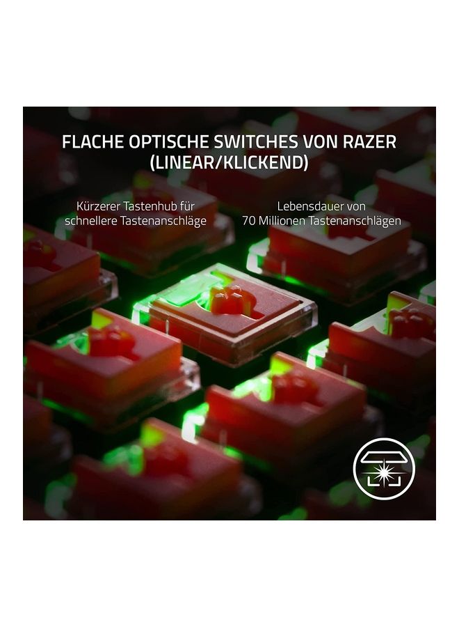 RAZER - Razer DeathStalker V2 Gaming Keyboard: Low-Profile Optical Switches - Linear Red - Ultra-Durable Coated Keycaps - Durable Aluminum Top Plate - Multi-Function Roller - Media Button - Chroma RGB - Black - Image 1