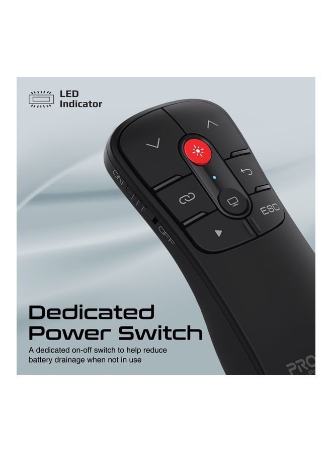 بروميت - جهاز عرض مؤشر ليزر، جهاز عرض تقديمي عالمي مزدوج USB-C وUSB-A PPT، نطاق عمل 10 أمتار وأزرار تحكم لنظام التشغيل Mac OS، Windows، ProPointer أسود - Image 1