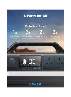 Anker 555 Portable Power Station, 1024Wh Solar Generator (Solar Panel Optional) with LiFePO4 Battery, 6 AC Outlets, 3 USB-C PD Ports at 100W Max, 1000W Powerhouse for Outdoor RV, Camping, Emergency Black - v1687250063/N53415601A_4