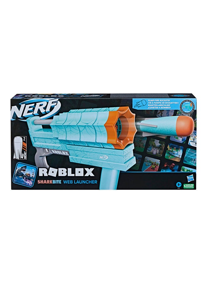 NERF Roblox SharkBite: Web Launcher Rocker Blaster, Includes Code To Redeem Exclusive Virtual Item, 2 Rockets, Pump Action  - Image 1
