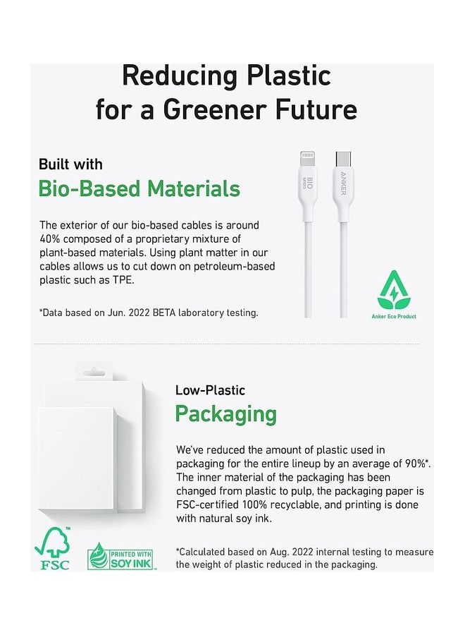 Anker - 541 USB-C to Lightning Cable (Bio-Based 3ft)  B2C - UN White Iteration 1 Aurora - Image 1