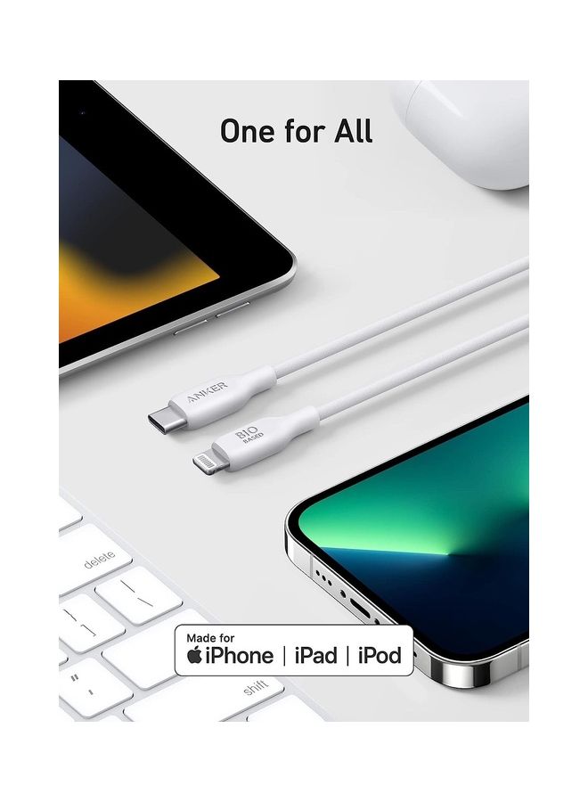 Anker - 541 USB-C to Lightning Cable (Bio-Based 3ft)  B2C - UN White Iteration 1 Aurora - Image 1