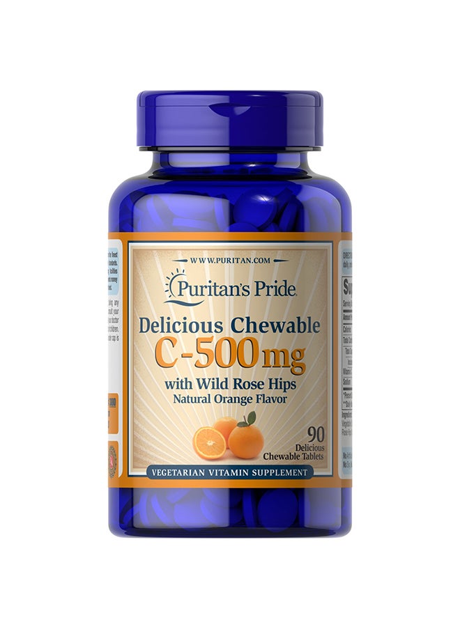 Puritan's Pride 90 Tablets Of Chewable Vitamin C-500mg With Rose Hips 