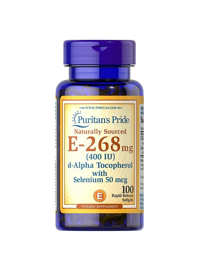 Puritan's Pride Vitamin E With Selenium 400 IU Dietary Supplement - 100 Softgels 