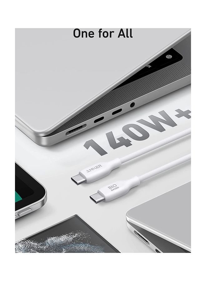 Anker - 543 USB C to USB C Cable(240W,6FT),Bio-Based Charging Cable for iPhone 16/15 Series,MacBook Pro 2020, iPad Air 4 and More(USB 2.0,Aurora ) White Aurora - Image 1