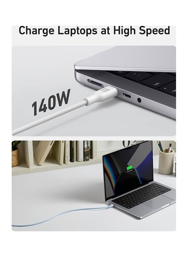 Anker - 543 USB C to USB C Cable(240W,6FT),Bio-Based Charging Cable for iPhone 16/15 Series,MacBook Pro 2020, iPad Air 4 and More(USB 2.0,Aurora ) White Aurora - Image 1