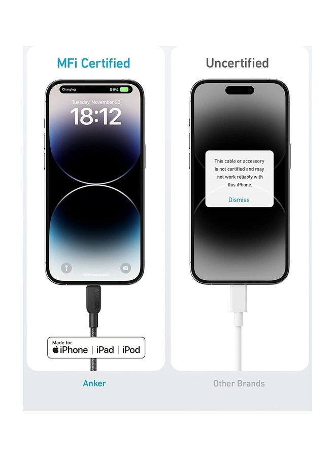 USB C to Lightning Cable, 310 USB-C to Lightning Braided Cable(3ft, Black), MFi Certified, Fast Charging Cable for iPhone 14 Plus 14 14 Pro Max 13 13 Pro iPhone 12 (Charger Not Included) Phantom Black - v1687318346/N53415775A_4