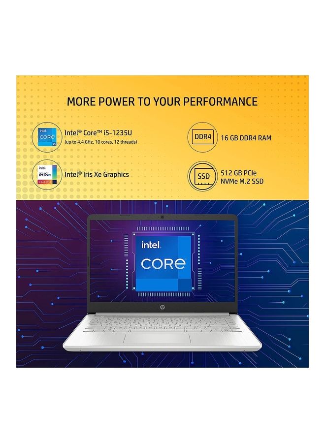 HP - 14s -dy5005TU Laptop With 14-Inch Display, Core i5-1235u Processor/16GB RAM/512GB SSD/Intel Iris XE Graphics/Windows 11 English Silver - Image 1