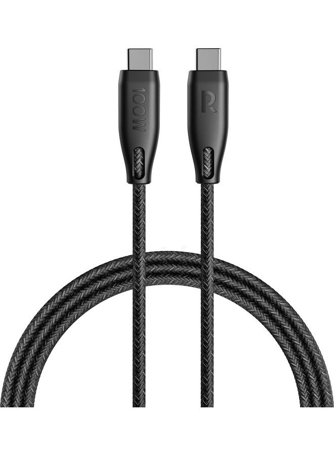 RAVPOWER RP-CB1035 100W 1.5M Nylon USB-C To USB-C Cable Black  - Image 2