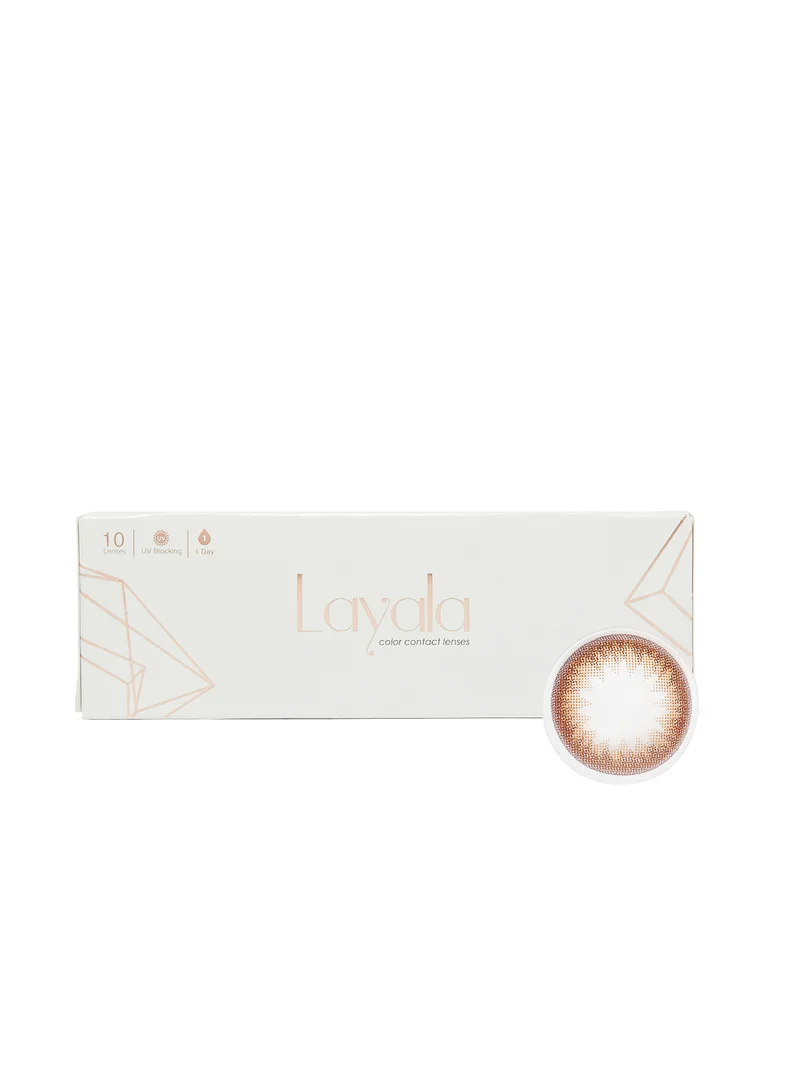 Layala Women's Coloured Daily Disposable Contact Lenses, Contour Collection, Dazzle Brown, Pack Of 30