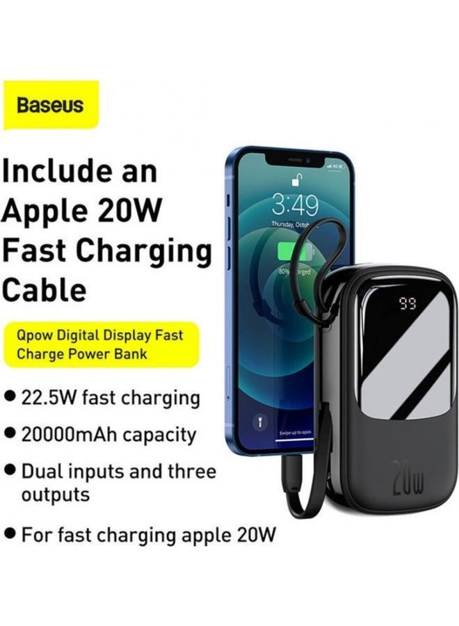 بيسوس Qpow Digital Display Quick Charge Power Bank Black - Image 2