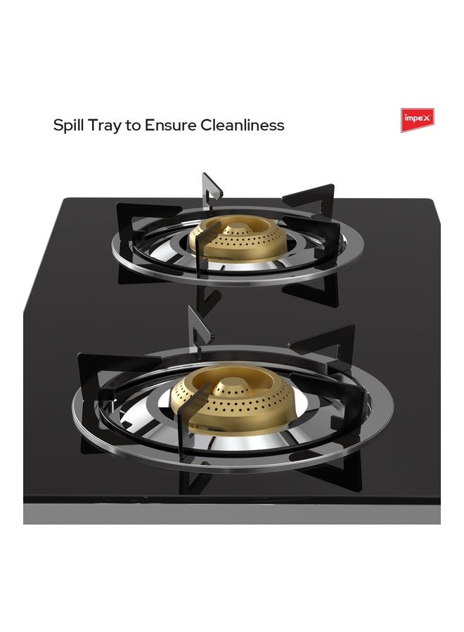 Impex - 2- Burner Glass Top Gas Stove IGS 1214F Black/Silver - Image 1