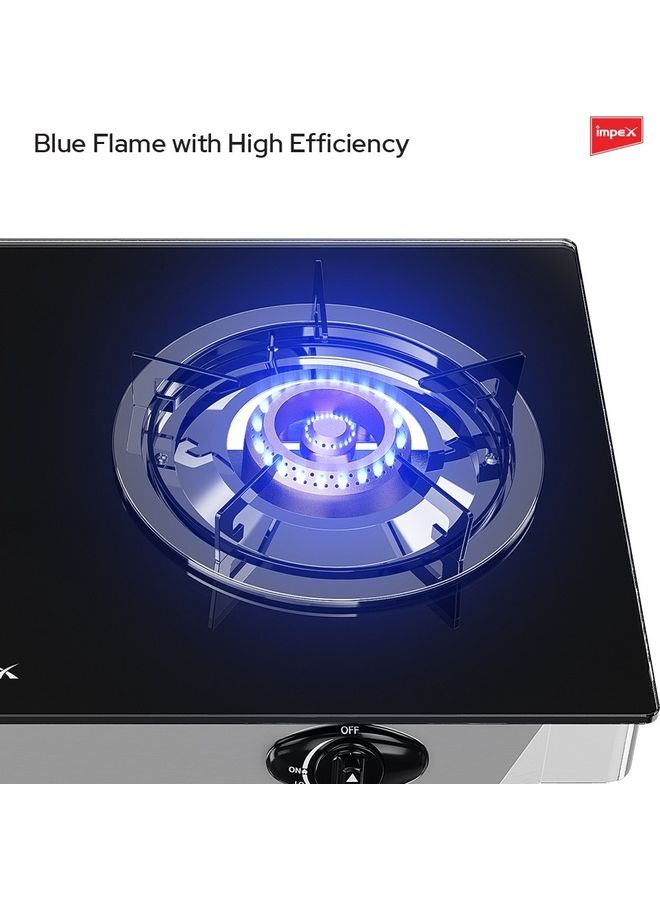 Impex - 2- Burner Glass Top Gas Stove IGS 1214F Black/Silver - Image 1