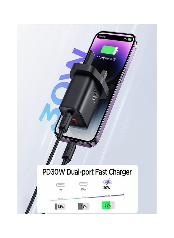 JOYROOM 30W USB Type-C Dual Port Mini Intelligent Fast Charger For MacBook Pro/Air, iPad Pro, Galaxy S22+/S21, Dell XPS 13, Note 20/10+, iPhone 14 Pro Max/14/13, Pixel And More Black  - Image 4