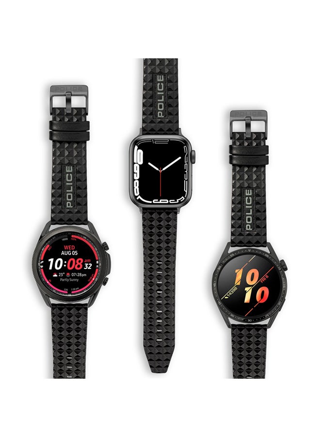 POLICE - Pyramid Black Leather Watch Straps - Image 1