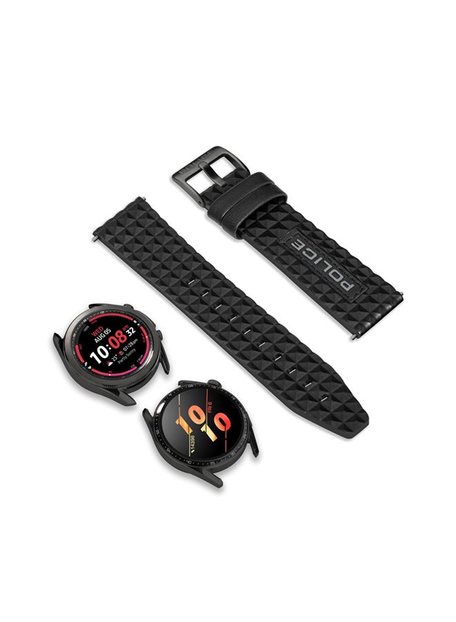 POLICE - Pyramid Black Leather Watch Straps - Image 1