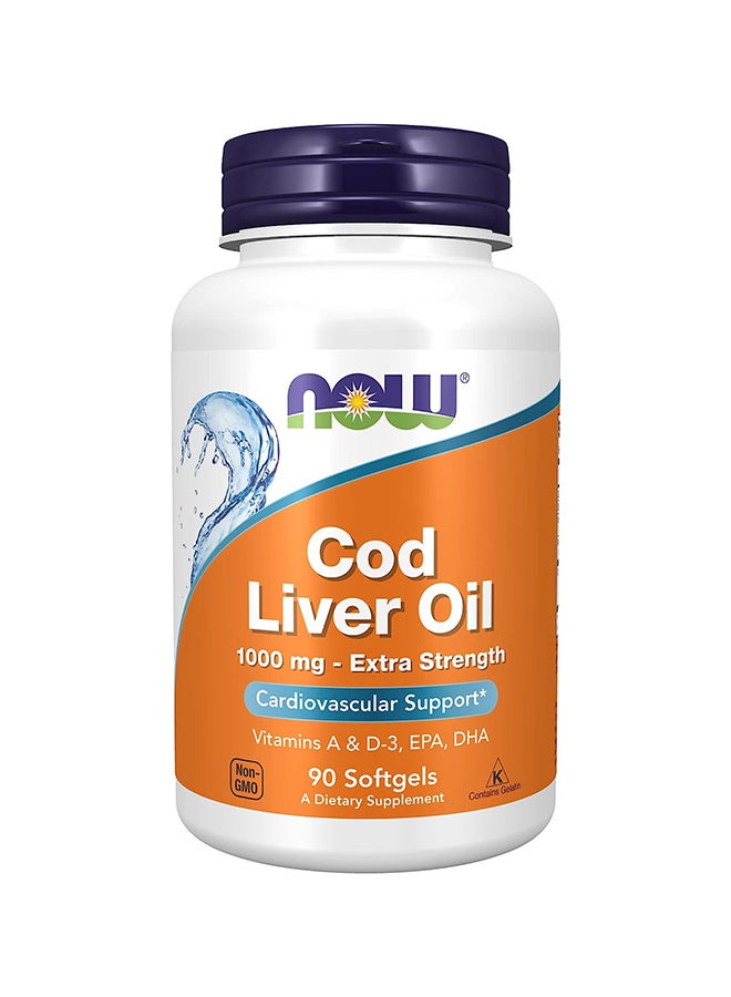 Now Foods Cod Liver Oil Extra Strength 1000 mg 90 Softgels  - Image 1