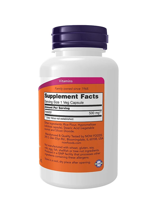Now Foods - Inositol 500 mg Dietary Supplement  - 100 Capsules - Image 1
