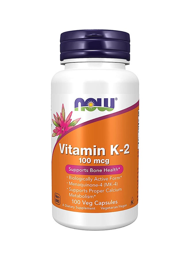 Now Foods - Vitamin K-2 Dietary Supplement 100 mcg - 100 Veg Capsules - Image 1