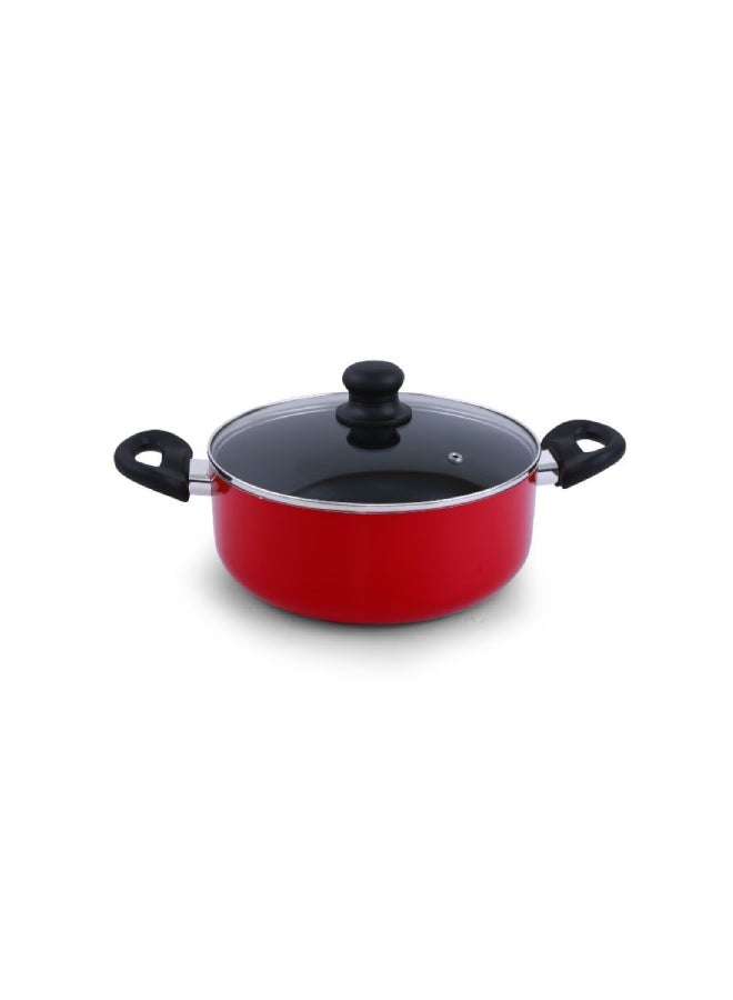 Royalford - 8-Piece Non-stick Scratch Resistant Cookware Set Red 24x11(Casserole with Lid), 20x9(Casserole with Lid), 24x5(Frypan without Lid), 18x8.5(Saucepan with Lid)cm - Image 1