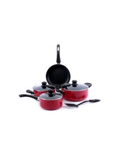 رويال فورد طقم أواني طهي مقاومة للخدش مكون من 8 قطع، أحمر قياسي 24x11(Casserole with Lid), 20x9(Casserole with Lid), 24x5(Frypan without Lid), 18x8.5(Saucepan with Lid)سم  - Image 3