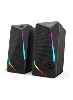 GS510 Waltz RGB Desktop Speakers, 2.0 Channel PC Computer Stereo Speaker with 4 Colorful LED Backlight Modes, Enhanced Bass and Easy-Access Volume Control, USB Powered w/ 3.5mm Cable